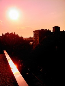 Rooftop Sunset in Pink